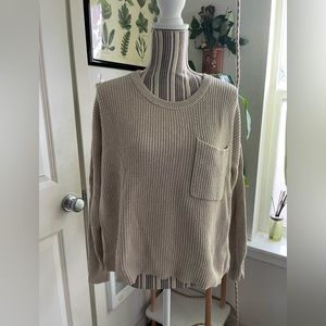 Madewell Brown Cream Textured Knit Pocket Sweater Medium